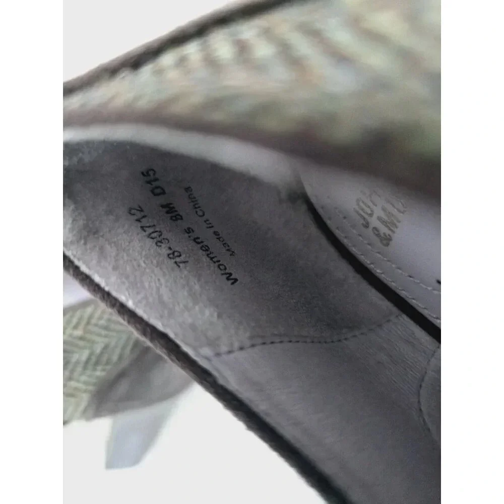 Johnston and Murphy Gail Piped Oxford Herringbone Brown Green Pinup 40s Heels 8